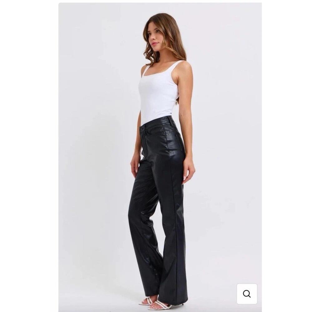 Judy Blue, Black Faux Leather Pants Size 13/31 With Tummy Control